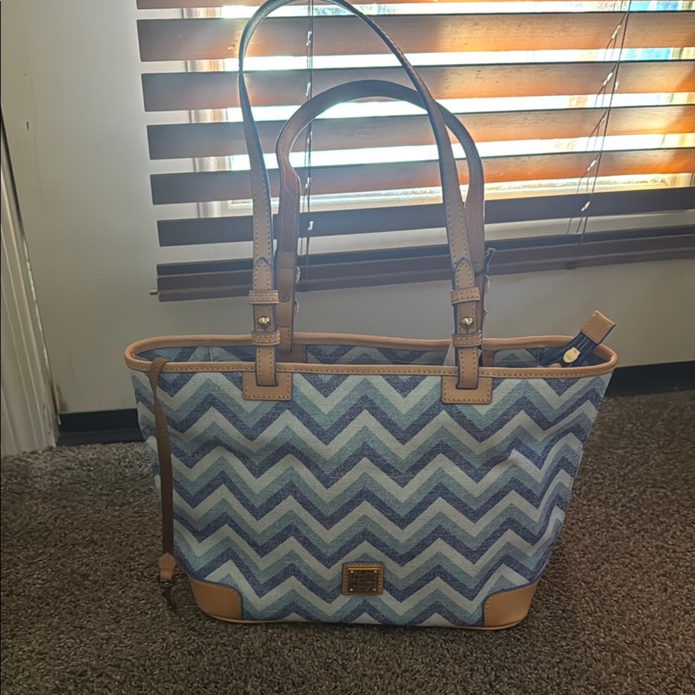 Dooney & Bourke Blue Chevron Tote Bag